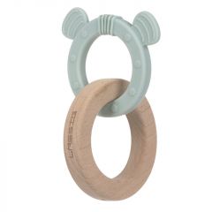 Teether Ring 2in1 Wood/Silikone Little Chums dog